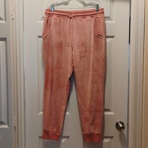 Michael Kors Vevet Velour Track Pants Pale Pink Peach Stretchy Joggers Size L